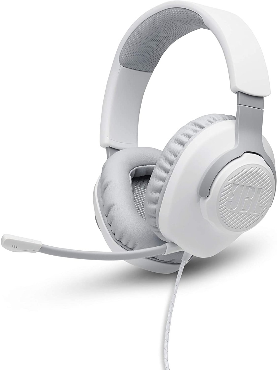 JBL Quantum 100 Wired Over-Ear Gaming Headphones - White